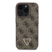 Guess PU 4G Strass Triangle Metal Logo Zadní Kryt + Crossbody Popruh pro iPhone 16 Pro Max Brown