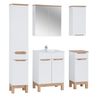 Comad Koupelnová sestava Bali 60 cm se zápustným umyvadlem, skříňkami a zrcadlem bílá/dub wotan