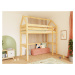 Tartak Meble Domečková zvýšená postel MANASLU se žebříkem 90x200 cm Zvolte barvu: Transparentní 
