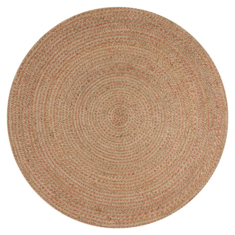 Jutový kulatý koberec v lososovo-přírodní barvě ø 133 cm Capri – Flair Rugs