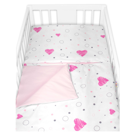 Baby Nellys Povlečení do postýlky, bavlna 2D sada, I love Girl, růžová/bílá