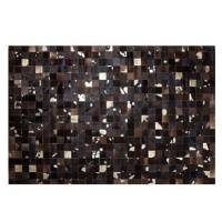 Hnědozlatý patchwork kožený koberec 140x200 cm BANDIRMA, 57892