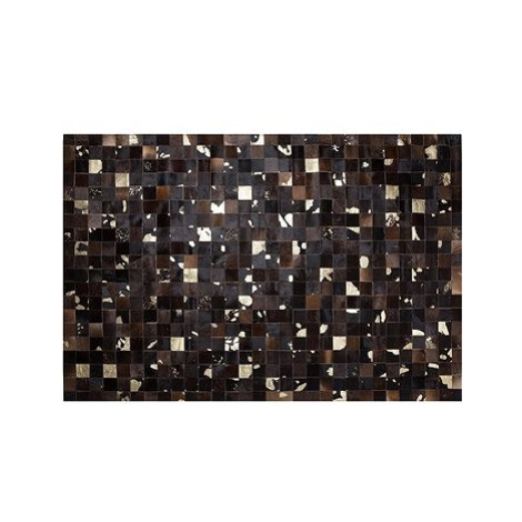 Hnědozlatý patchwork kožený koberec 140x200 cm BANDIRMA, 57892 BELIANI
