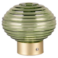 Stmívatelná LED stolní lampa v zelené a zlaté barvě se skleněným stínidlem (výška 14,5 cm) Earl 