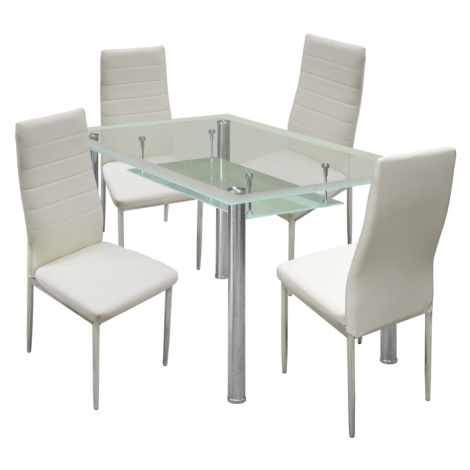 Jídelní stůl PATKAI + 4 židle SNAEFELL, krémově bílá Idea