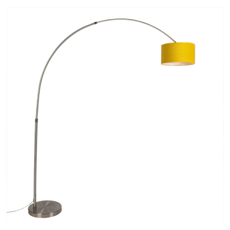 Oblouková lampa ocelová se žlutým stínítkem 35/35/20 - XL QAZQA