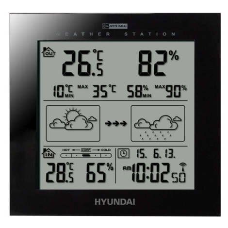 Bezdrátová meteorologická stanice Hyundai WS 2244 B / -20 do +50 °C / 30 m / černá