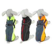 Vsepropejska Softshellová bunda pro psa s postrojem Barva: Šedo-zelená, Délka zad (cm): 41, Obvo
