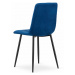 Modrá sametová židle KARA  s černými nohami