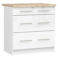 Kuchyňská skříňka se šuplíky 80 cm VERMINA - bílá / bílá lesklá