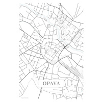 Mapa Opava white, (26.7 x 40 cm)