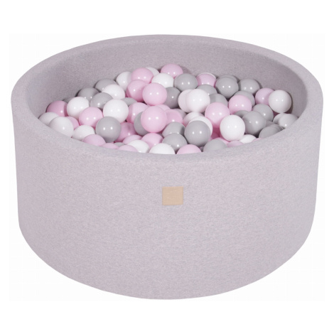 MeowBaby Suchý bazének s míčky 90x40cm s 300 míčky, světle šedá: šedá, bílá, pastelově růžová