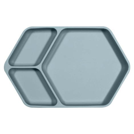 Modrý silikonový dětský talíř Kindsgut Squared, 25 x 16 cm