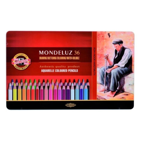 Koh-i-noor pastelky akvarelové umělecké MONDELUZ souprava 36 ks v plechové krabičce Kohinoor