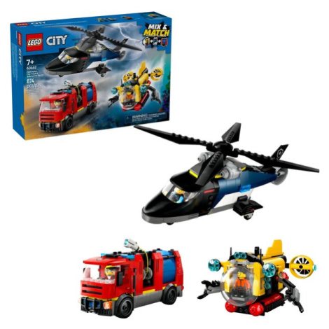 LEGO® City 60462 Remix: Helikoptéra, hasičský vůz a ponorka