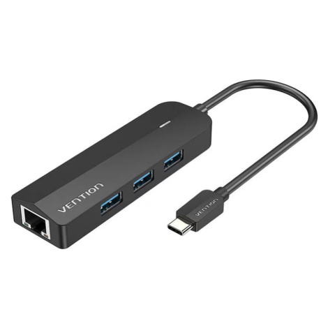 USB Hub Vention USB-C to 3x USB 3.0, RJ45, Micro-B Hub TGPBB 0.15m Black