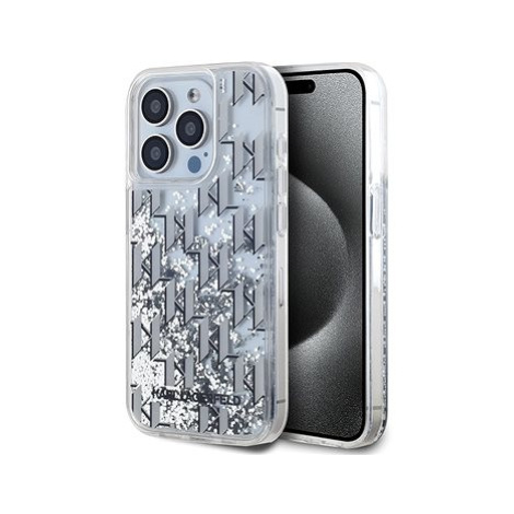 Karl Lagerfeld Liquid Glitter Monogram Gradient Zadní Kryt pro iPhone 15 Pro Max White