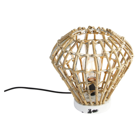 Rustikální stolní lampa bambus s bílou - Canna Diamond QAZQA