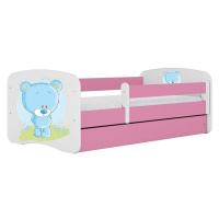 Dětská postel Babydreams+SZ růžová 80x160 Modrý medvídek