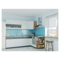 Rohová kuchyně RUTHIN 250x170, bílý lesk/grafit mat