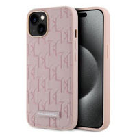 Karl Lagerfeld PU Leather Monogram Metal Logo MagSafe Zadní Kryt pro iPhone 14 Pink