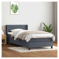 vidaXL Box spring postel s matrací tmavě šedá 100x210 cm samet