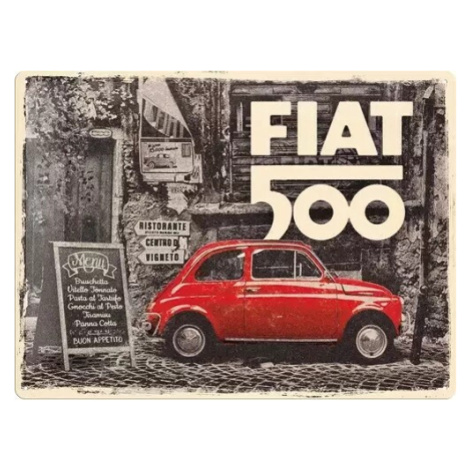 Plechová cedule Fiat 500 Retro, (40 x 30 cm) POSTERSHOP