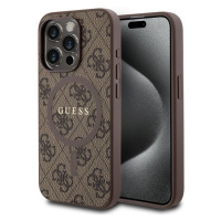 Pozdro Guess PU Leather 4G Colored Ring MagSafe zadní kryt Apple iPhone 15 PRO MAX Brown