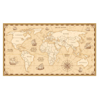 Mapa Vector antique world map with countries boundaries, MicrovOne, 40 × 22.2 cm