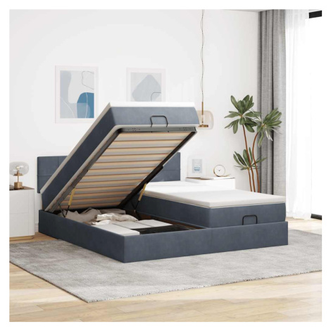 vidaXL Osmanský rám postele s matracíes tmavě šedá 160x200cm samet