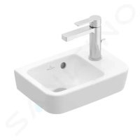 VILLEROY & BOCH O.novo Umývátko Compact 360x250 mm, s přepadem, 1 otvor pro baterii vpravo, alps