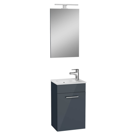 Koupelnová sestava s umyvadlem zrcadlem a osvětlením VitrA Mia 39x61x28 cm antracit lesk MIASET4