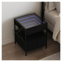 vidaXL Noční stolek s Infinity LED černý 40 x 40 x 51 cm