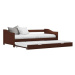 SHUMEE vysouvací rám postele/pohovky 90 × 200 cm, borovice, tmavě hnědý