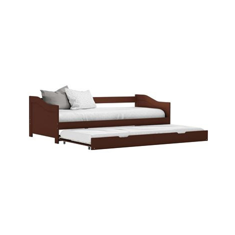SHUMEE vysouvací rám postele/pohovky 90 × 200 cm, borovice, tmavě hnědý