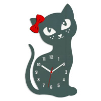 ModernClock Nástěnné hodiny Cat šedé