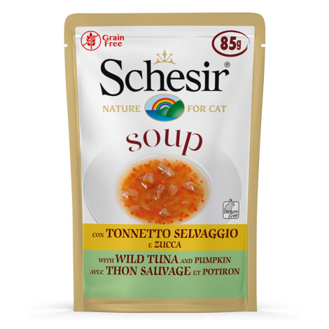 Schesir Cat Soup 24 x 85 g - divoký tuňák s dýní