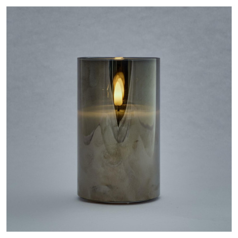 DecoLED LED svíčka ve skle, 7,5 x 15 cm, šedá