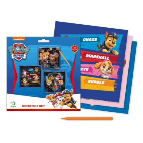 Škrabací obrázek 3ks barevný Tlapková patrola/Paw Patrol 20x20cm na kartě DoDo