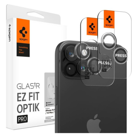 Spigen Glass tR EZ Fit Optik Pro 2 Pack tvrzené sklo na fotoaparát iPhone 15 Pro/15 Pro Max čiré