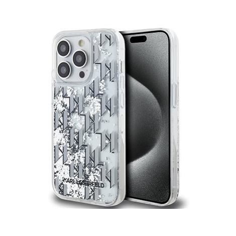 Karl Lagerfeld Liquid Glitter Monogram Gradient Zadní Kryt pro iPhone 14 White