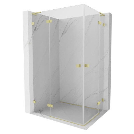 MEXEN/S Lunar L Duo sprchový kout dveře křídlové 120 x 105, transparent, zlato kartáčovaná 834L-