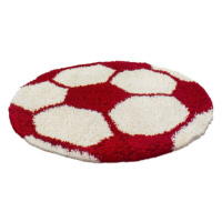 Dětský koberec Fun míč, krémový / červený kruh