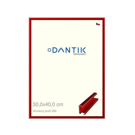 DANTIK rámeček 30 × 40, ALU profil 7269 Červený Trumalin broušený plexi čiré