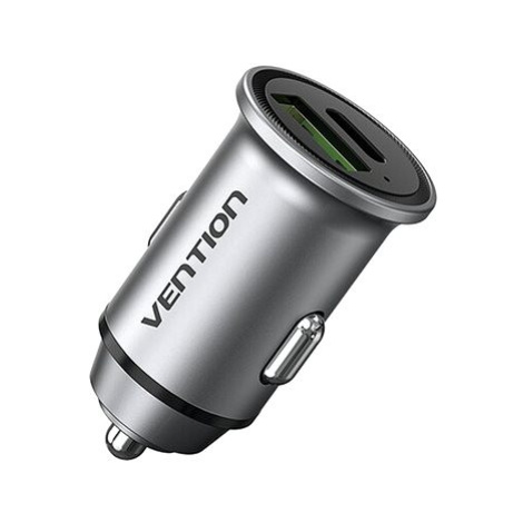 Vention Two-Port USB A+C (18W/20W) Car Charger Gray Mini Style Aluminium Alloy Type