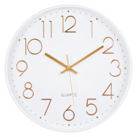 Nástěnné analogové hodiny Trendy, Ø 30,5 cm - bílé/růžově-zlatá