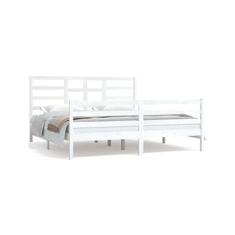 Rám postele bílý masivní dřevo 180 × 200 cm Super King, 3105876 SHUMEE