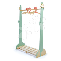 Dřevěný dětský šatník Forest Clothes Rail Tender Leaf Toys s 3 ramínky a ptáčky