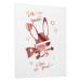 Bílý plakát se zrcadlovou grafikou růžového ninja králíka