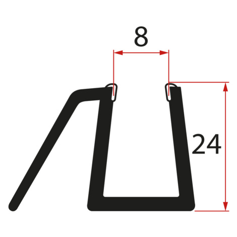 Polysan Spodní těsnění na dveře, sklo 8mm, 1000mm, černá
